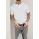 SlimFit Beyaz,Yakalı Pamuk Triko Tişört