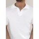 SlimFit Beyaz,Yakalı Pamuk Triko Tişört