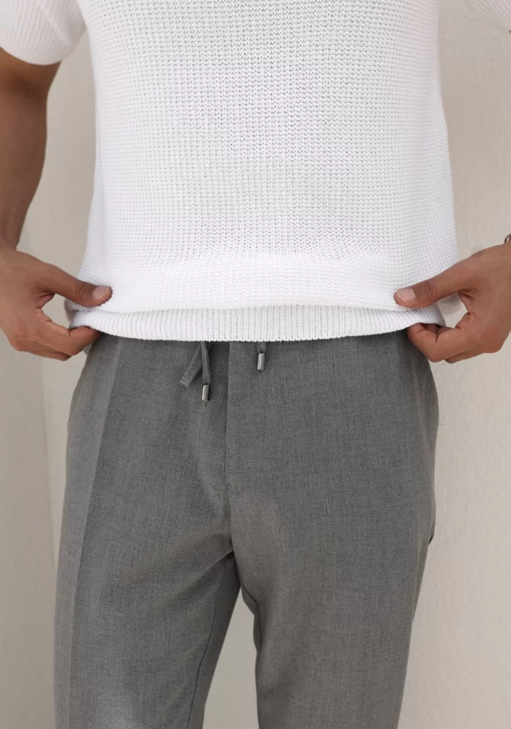 SlimFit Beyaz,Yakalı Pamuk Triko Tişört