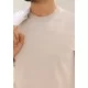 SlimFit Bej Sıfır Yaka Rayon Merserize Triko Tişört