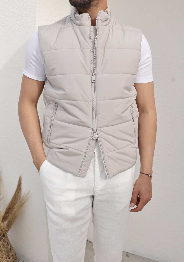 SlimFit Bej Baharlık İnce Yelek