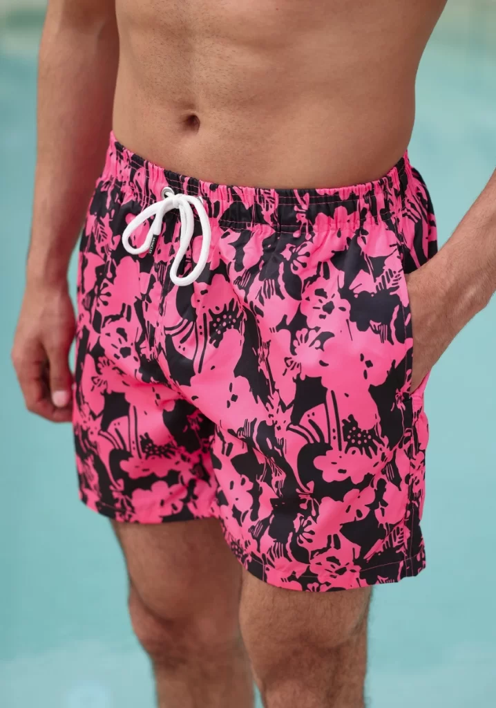 SlimFit Fuşya Desenli Mayo Şort
