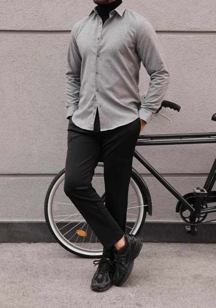 SlimFit Antrasit %100 Pamuk Gömlek
