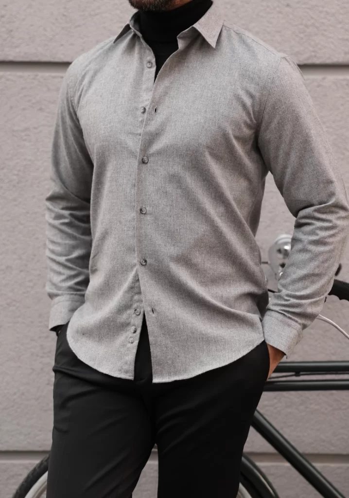 SlimFit Antrasit %100 Pamuk Gömlek