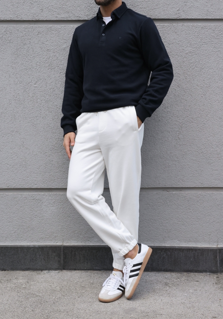 SlimFit Lacivert Polo Yaka Sweat
