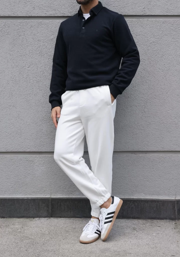 SlimFit Lacivert Polo Yaka Sweat