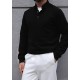 SlimFit Siyah Polo Yaka Sweat