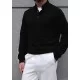 SlimFit Siyah Polo Yaka Sweat