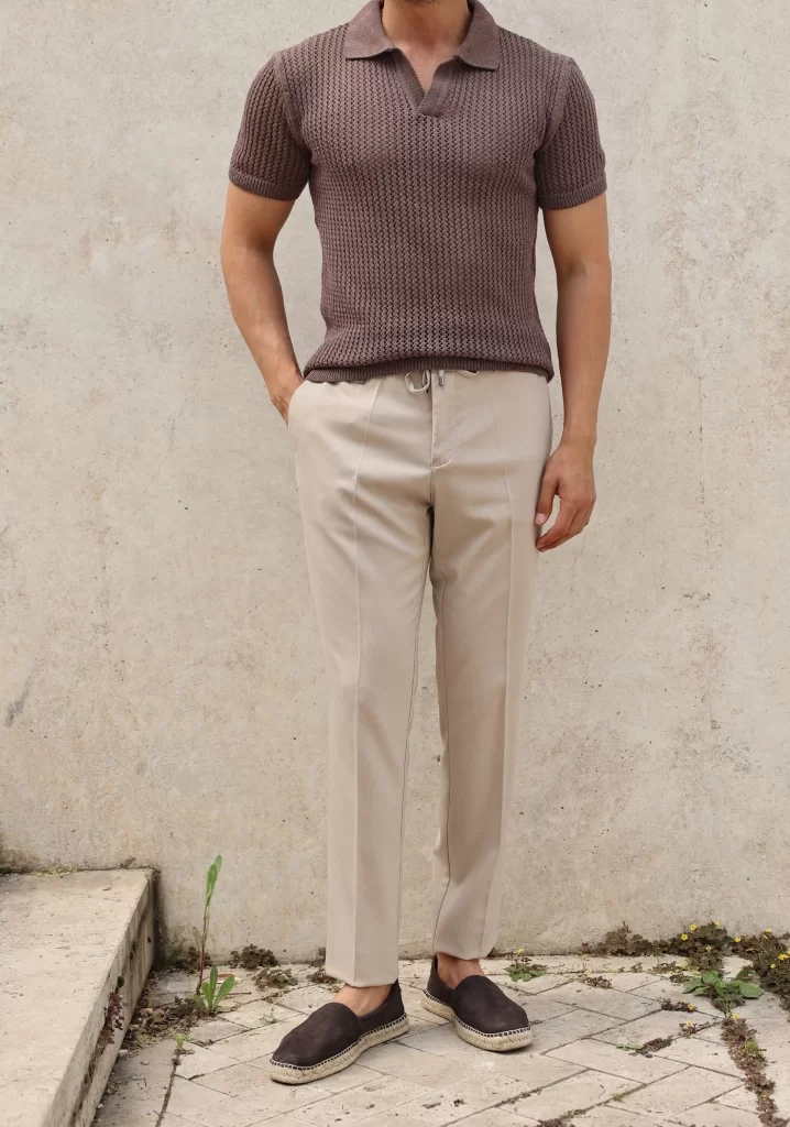 SlimFit Düz Bej Jogger Pantolon