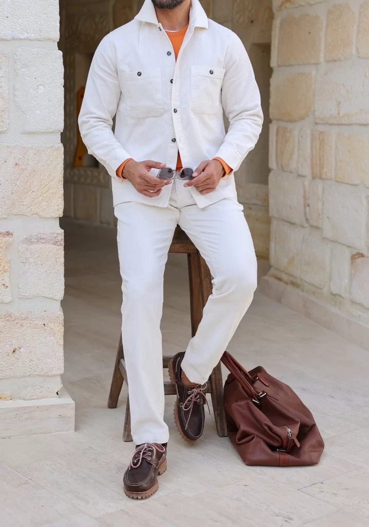 FİTİLLİ EKRU KADİFE PANTOLON