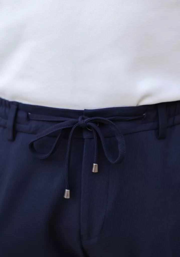Dokulu Kumaş Lacivert Jogger Pantolon