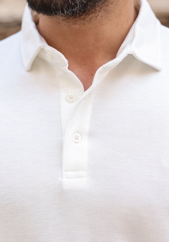 Ekru Polo Yaka Likralı Sweat