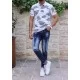 SlimFit Beyaz Baskılı Polo Yaka Tişört