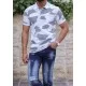 SlimFit Beyaz Baskılı Polo Yaka Tişört