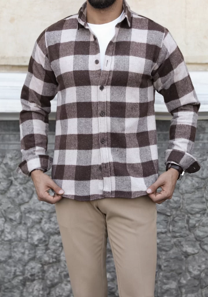 SlimFit Kareli Kahve Oduncu Gömlek